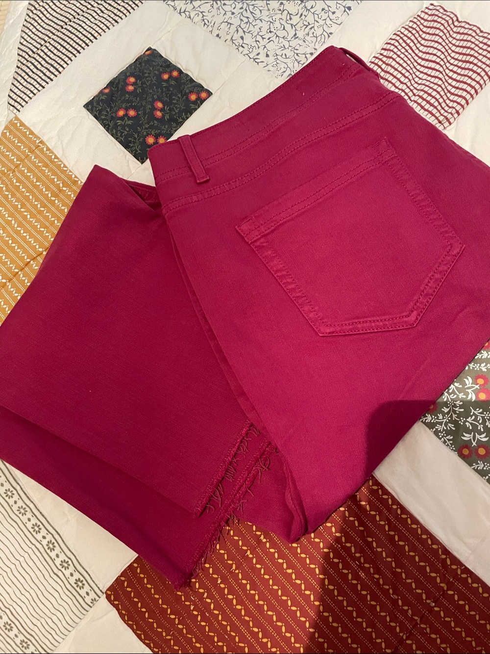 J.Jill Denim raspberry color high rise straight leg crop jeans